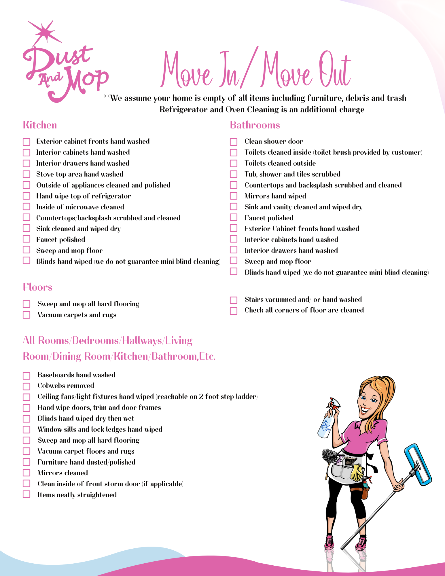 Move In/Move Out Cleaning Checklist